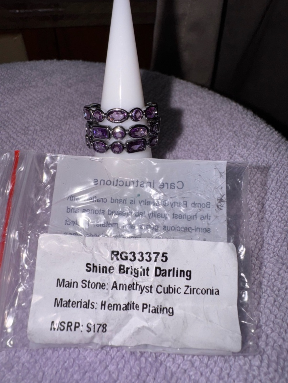 bp Purple Multi-Gem Stackable Ring Set - Picture 5 of 5